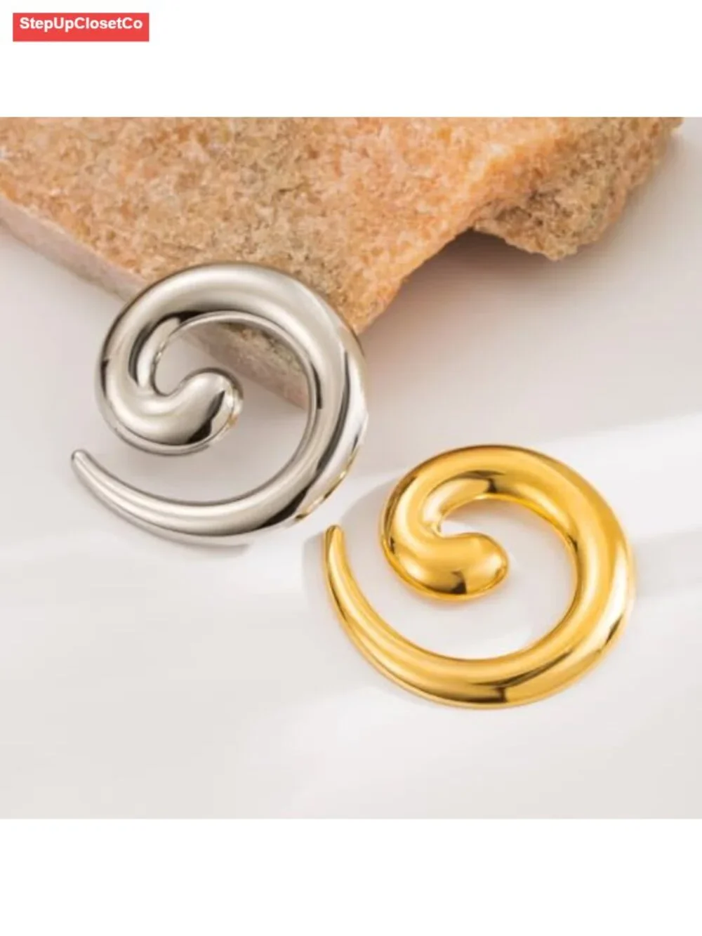 Chunky Spiral Brooch Pin for Women Geometric Lapel Pin for Dress Scarf Cardigan